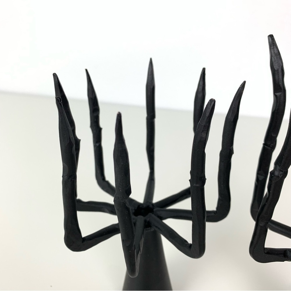 Pair Spider Legged Candle Holder Metal Black Dual Use Weird Scary Unusual - Picture 4 of 15